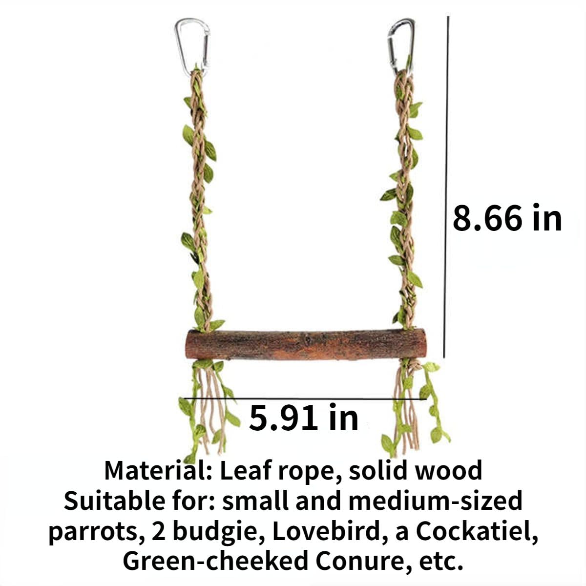 Bird Swing Stand, Parrot Playstand Bird Perch Rope Swing Hanging Toy Cage Hanging Toy Wood Training Holder Exercise Stand for Lovebird Budgie Finches Cockatiel Cockatoo Budgie Lovebird Finch