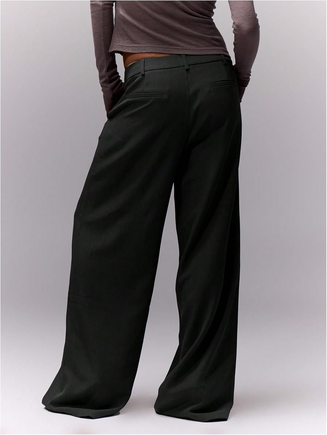 GORGLITTER Women's Dressy Low Rise Slacks Trousers Dress Pants Casual Wide Leg Work Trendy Travel Pants Business - Image 2