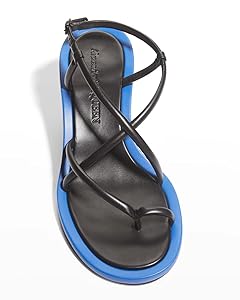 Amazon.com | Alexander McQueen Strappy Leather Sandal 37 | Flats
