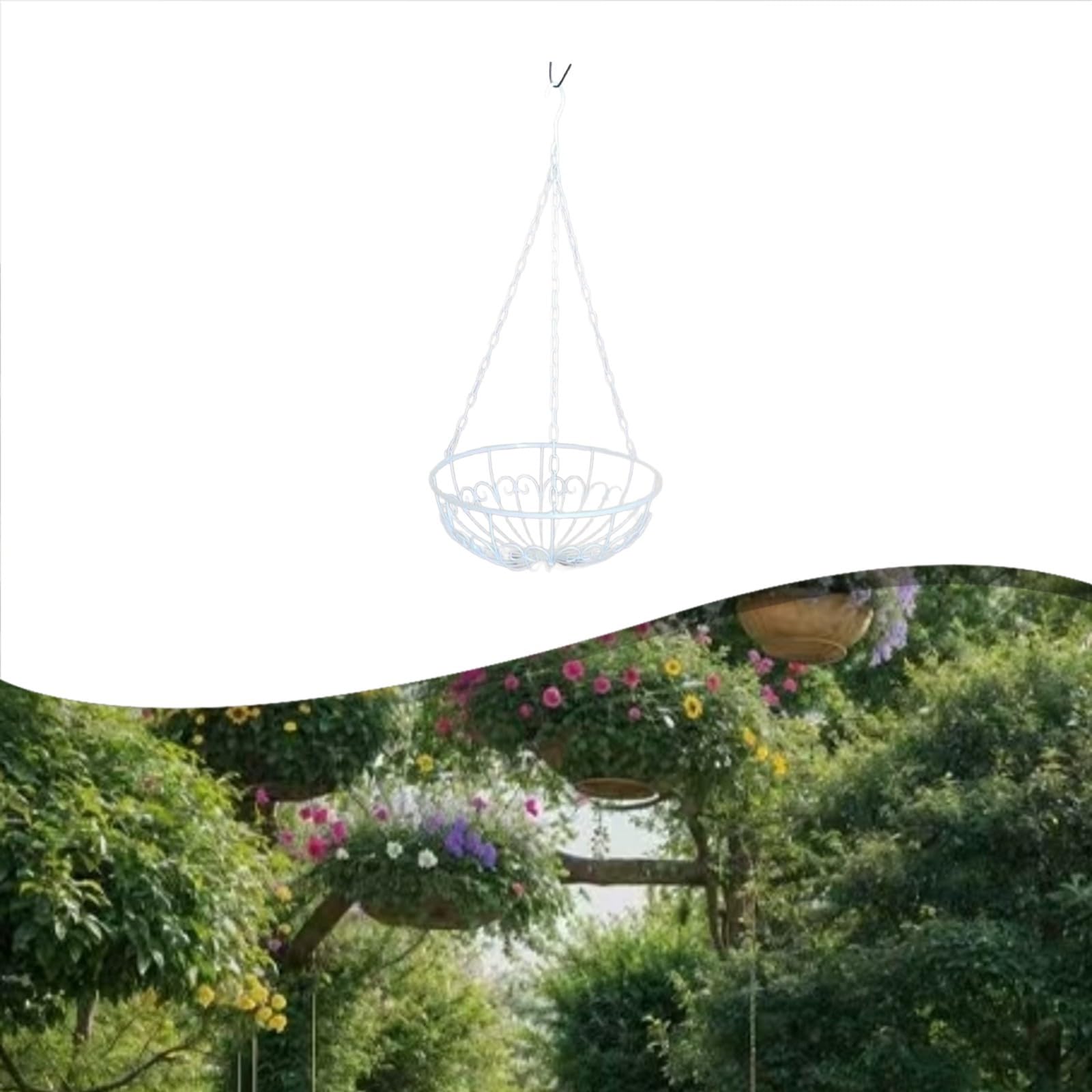 Fioriera sospesa, vaso da parete in ferro bianco, decorazione per la casa in stile nordico, diametro 30 cm, per patio