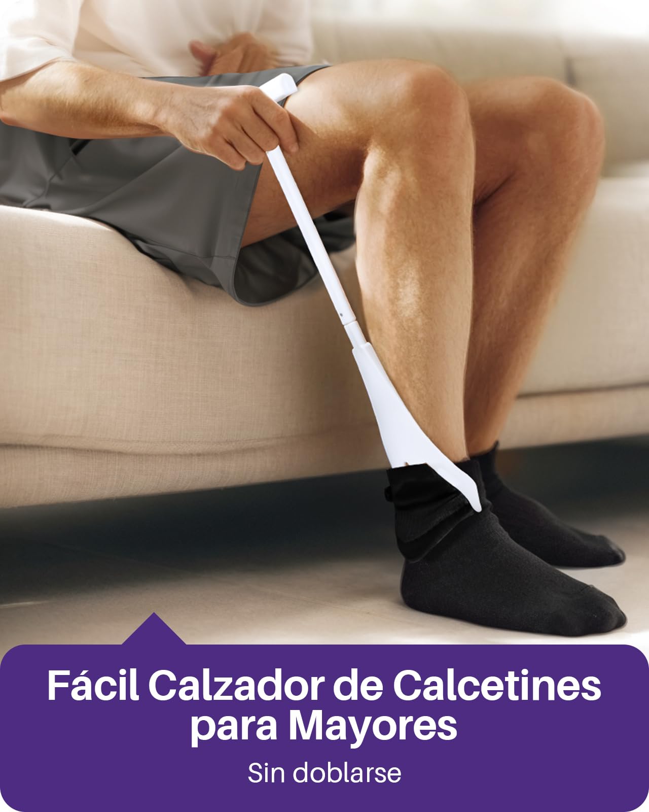 Kekoy Kit Calzador de Calcetines, Herramienta para Poner/Quitar Calcetines, Adaptado a Postoperatorios de Cadera, Personas Mayores, Mujeres Embarazadas y Movilidad Reducida (Azul 10,2 cm)