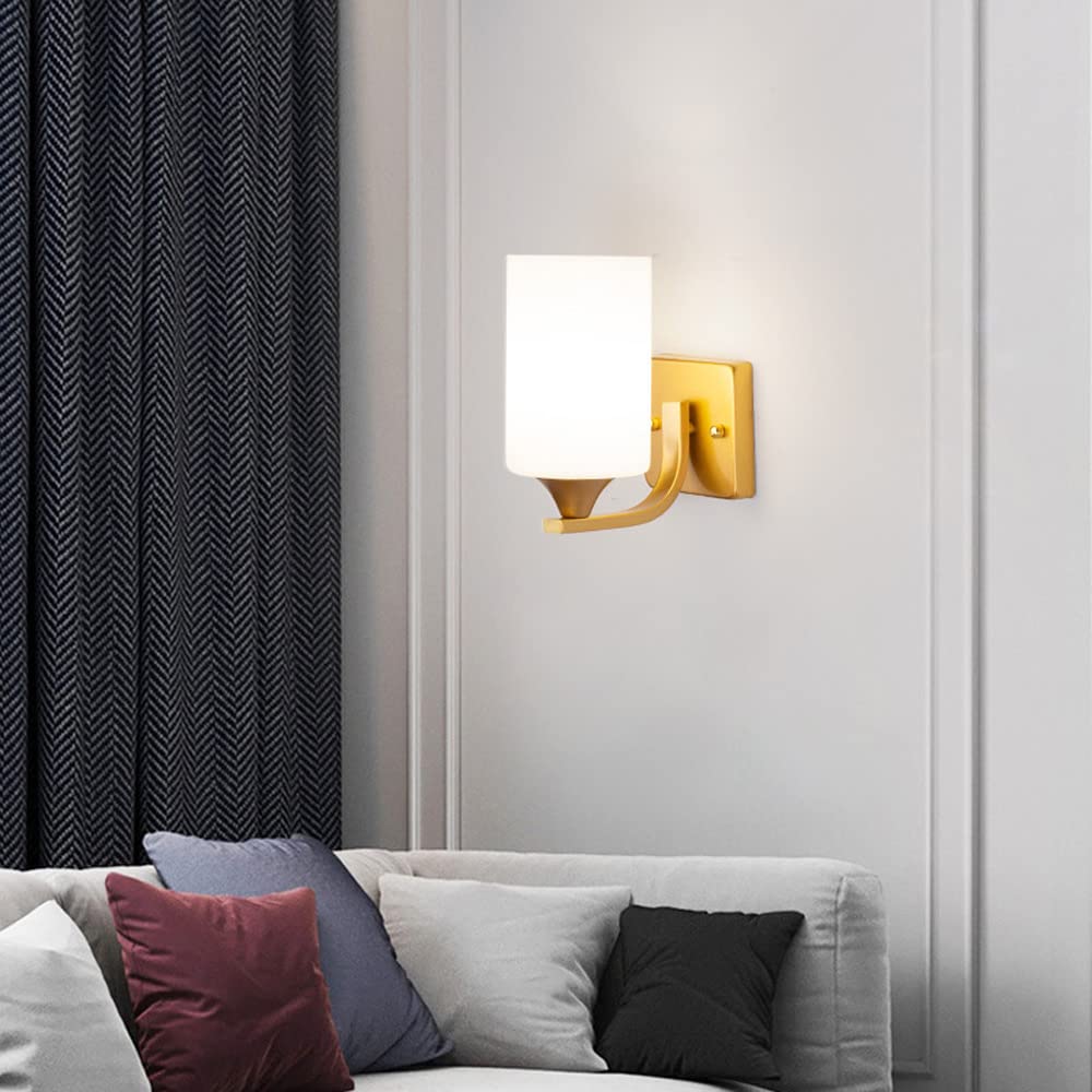 An Der Wand Befestigte Wandleuchte Moderne Zylindrische Glaslaterne Leuchte Schlafzimmer Nacht Leselampe Wandleuchte Leuchten Schminkspiegel Wandleuchten Für Home Restaurant/Gold