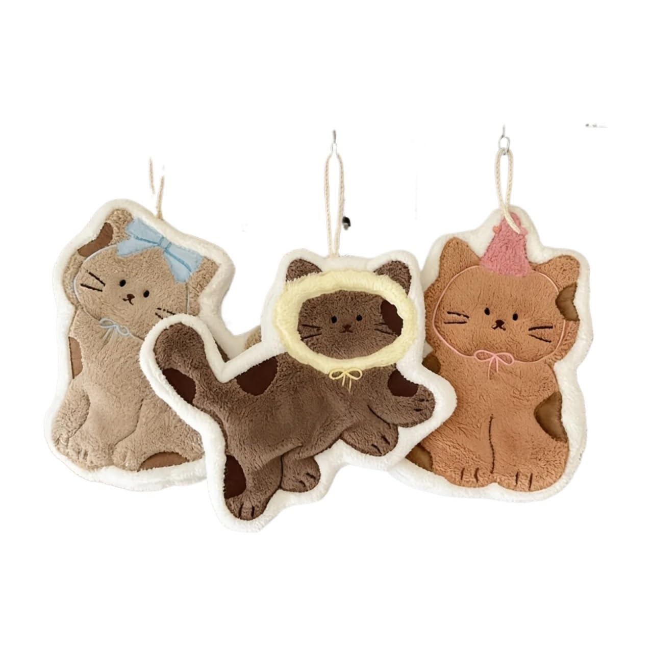 WSQHAO 3Pcs Soft Cat Hand Towel,Cartoon, Household Kitchen And Bathroom for Hand(Mixed color)
