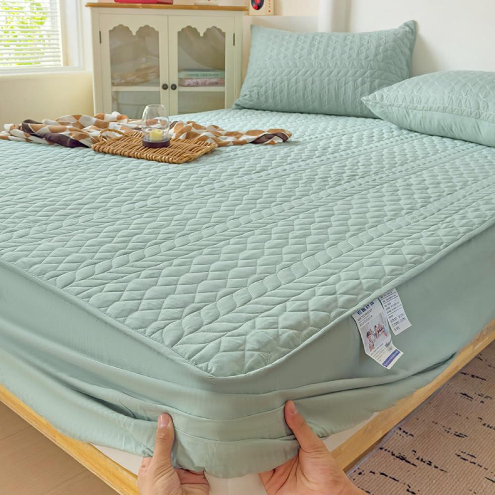 Housse de matelas California King verte 3 pièces quatre saisons