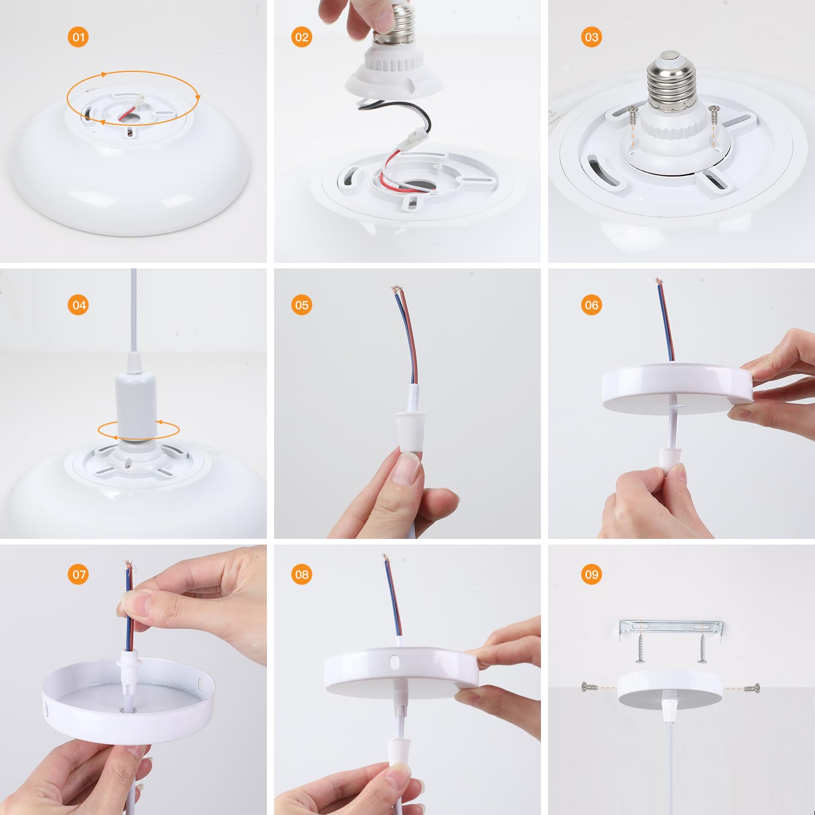 Lampadario a LED da 28CM Lampada a Sospensione per Isola da Cucina, Lampadario Bianco per Uso Interno ed Esterno, Lampada da Bagno Impermeabile con Cambio di Colore per Sala da Pranzo Camera da Letto