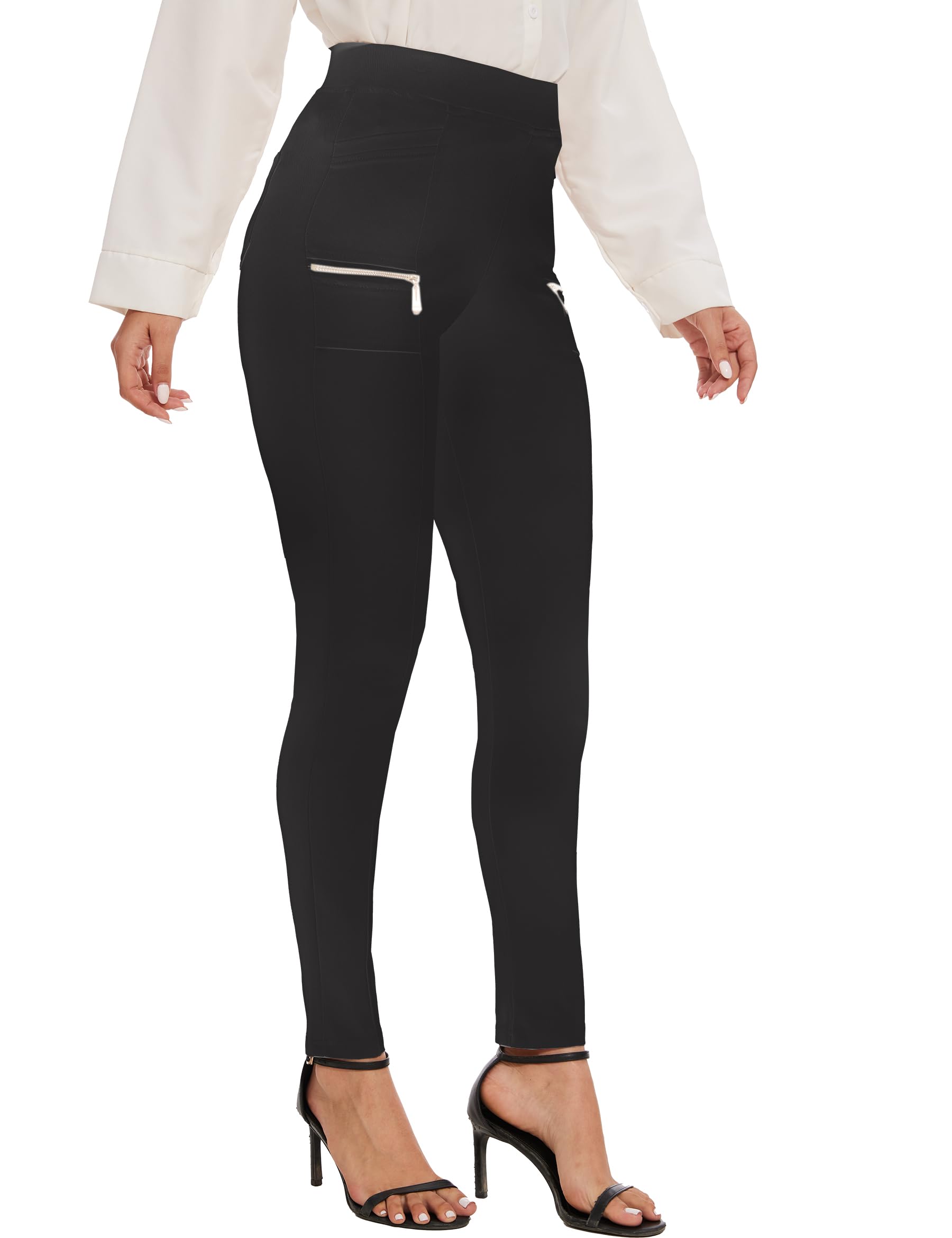 Pull on Dress Pants for Women Work Pants Womens Stretchy High Waitsted Business Casual Zipper Skinny Pant