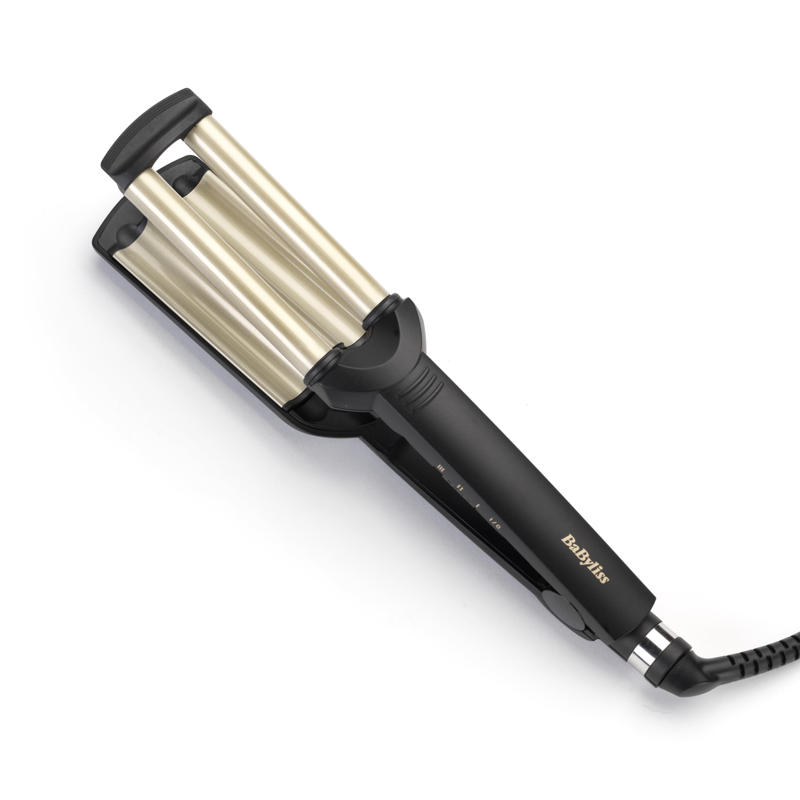 BaByliss Easy Waves - Effet wavy, Revêtement Titane-céramique, 3 réglages de température, Embouts thermorésistants, Doré & Noir, C260E