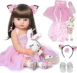 Brastoy Boneca Bebê Reborn Silicone Menina Olhos Castanhos 55cm Original