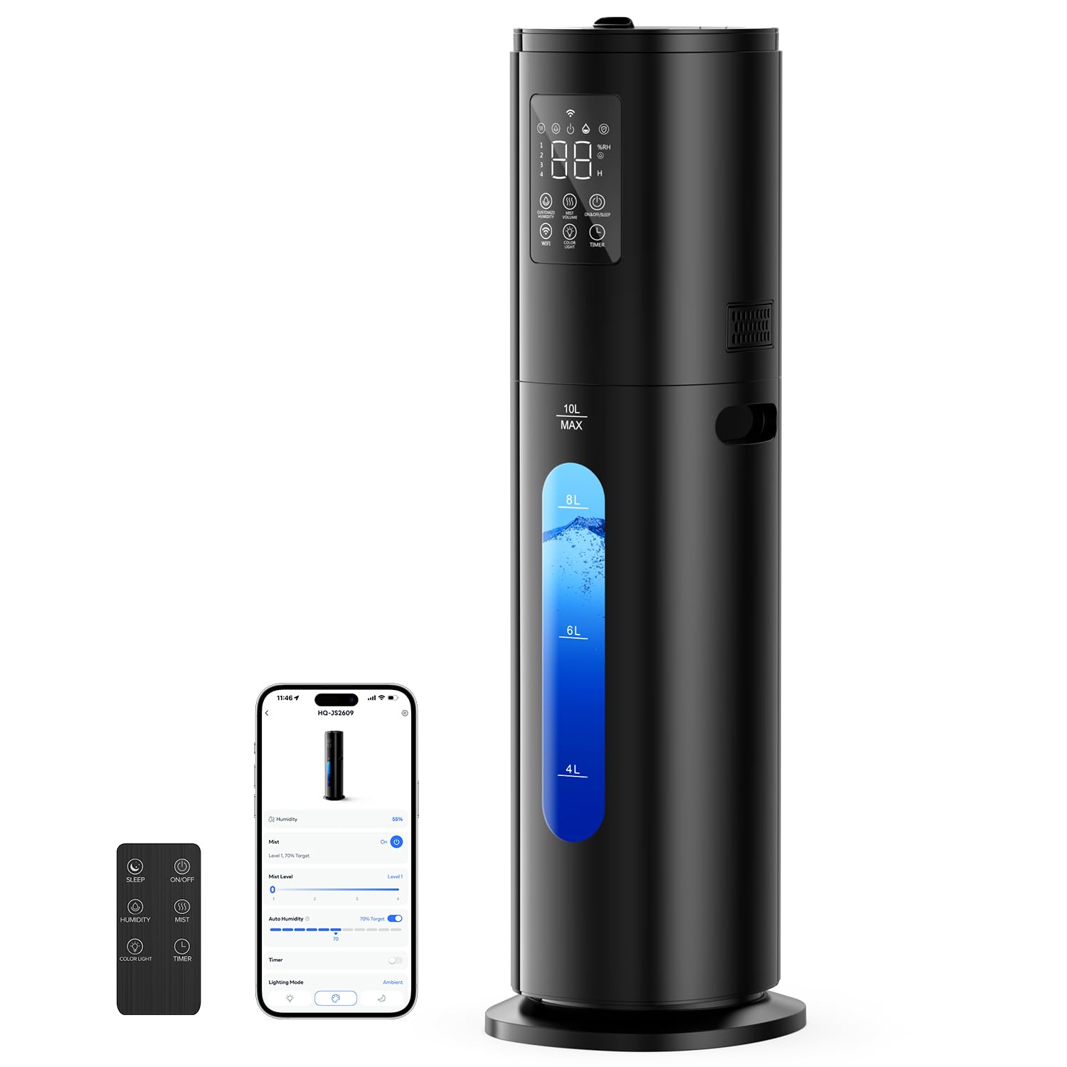 Humidifiers for Bedroom 10L Large Humidifier Large Room 600 ft²,Black