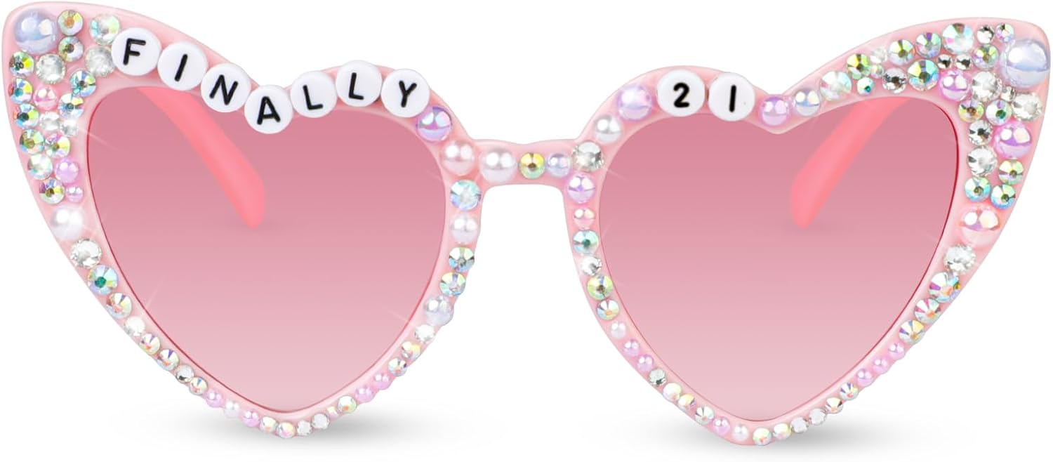 JUSTOTRY 21st Birthday Sunglasses, Finally 21 Birthday Glasses 21st Birthday Decorations Gifts Accessories for Women