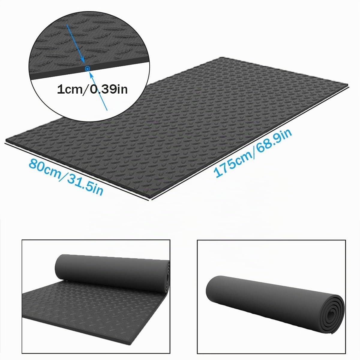 Tappetino Insonorizzante per Tapis Roulant, Ciclette, Rowers, Cross Trainers e Altre Fitness Attrezzature da Palestra, Tappeto Antiscivolo Anti Vibrazioni Protezione del Pavimento 175×80 cm