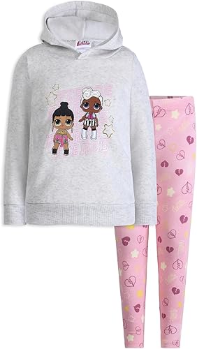 LOL Surprise Dolls Girls Hoodie and Legging Pant Set for Little Kids PinkGrey
