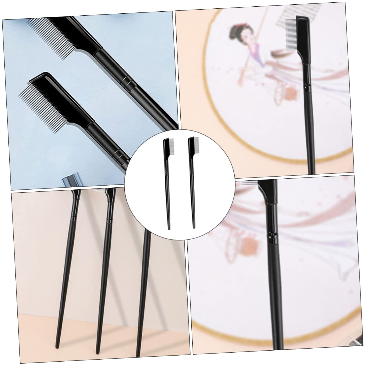 SOESFOUFU Innovative Eyelash Shaping Comb 3pcs Lash Brush Set Stainless Steel for Easy Travel Makeup