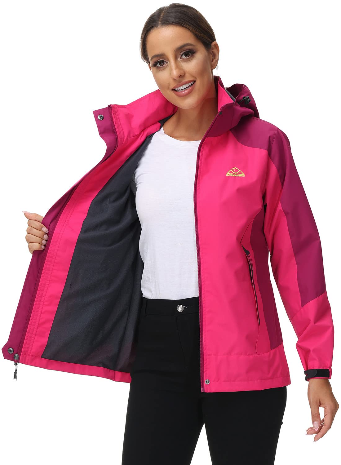 YSENTO Chaqueta de senderismo para mujer, impermeable, ligera, transpirable, con capucha desmontable
