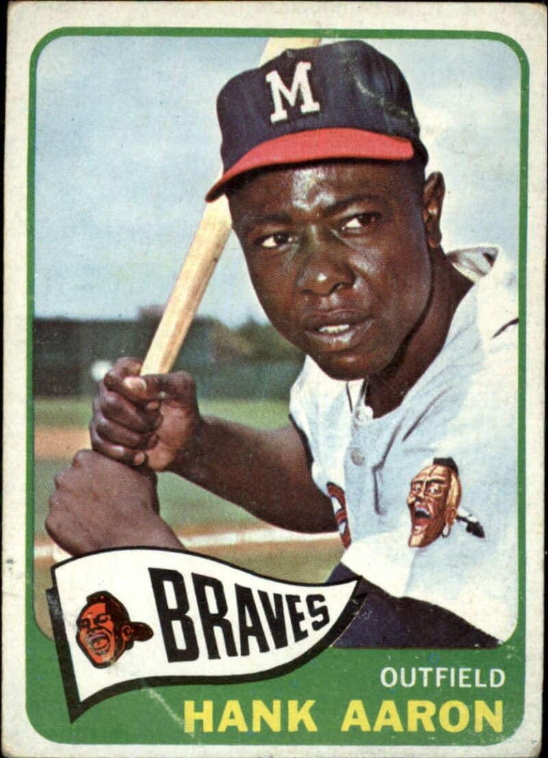 1965 Topps 2nd Series Baseball #170 Hank Aaron Milwaukee Braves Creased Set Break #1 (Scan Shows Actual Front and Back of Trading Card)