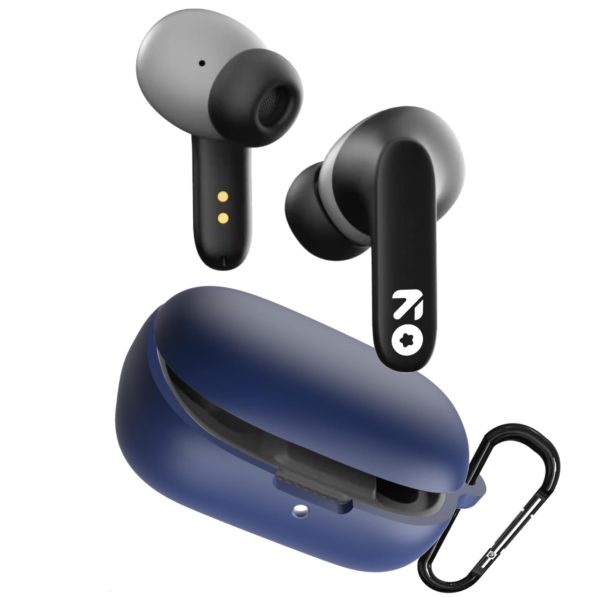 Sounce Earphone Case Cover Compatible for GOBOULT Z20, Soft Silicone Skin Case Cover Shock-Absorbing Protective Case with Keychain [Front LED Visible] - Blue