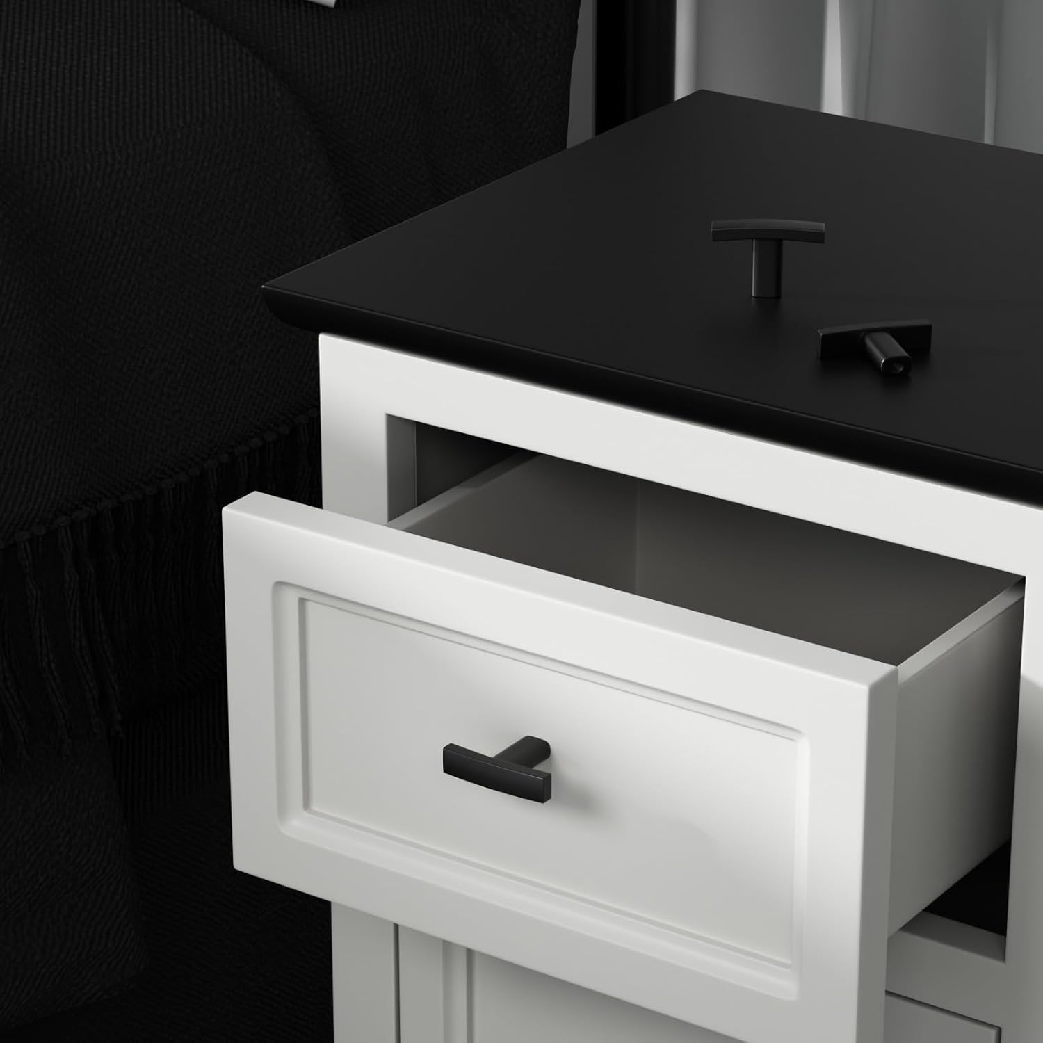 homdiy 50 Pack Solid Heavy Duty Zinc Alloy Cabinet Knobs, Black Drawer Knobs, T Kitchen Pulls Modern Hardware for Kitchen Bathroom Cupboard