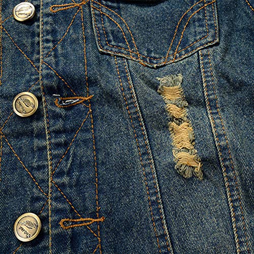 Cekaso Men's Sleeveless Denim Vest Casual Slim Fit Ripped Classic Button Down Jean Jacket Vests, Dark Blue, Tagsize3Xl=Ussizes #TOP4