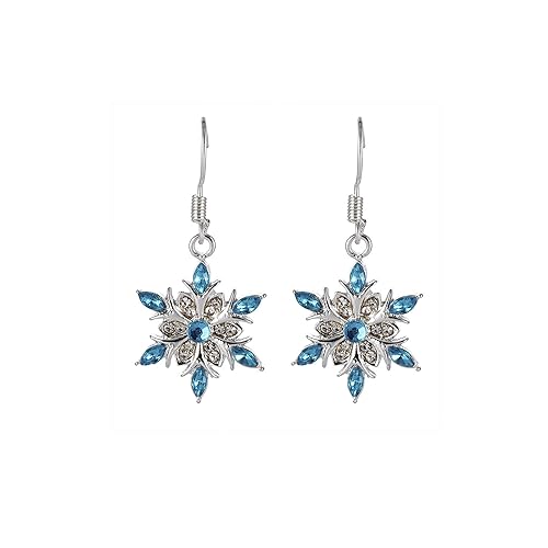 Christmas Snowflake Earrings for Women Snowflake Dangle Earrings Christmas Jewelry Gift for Women - Blue