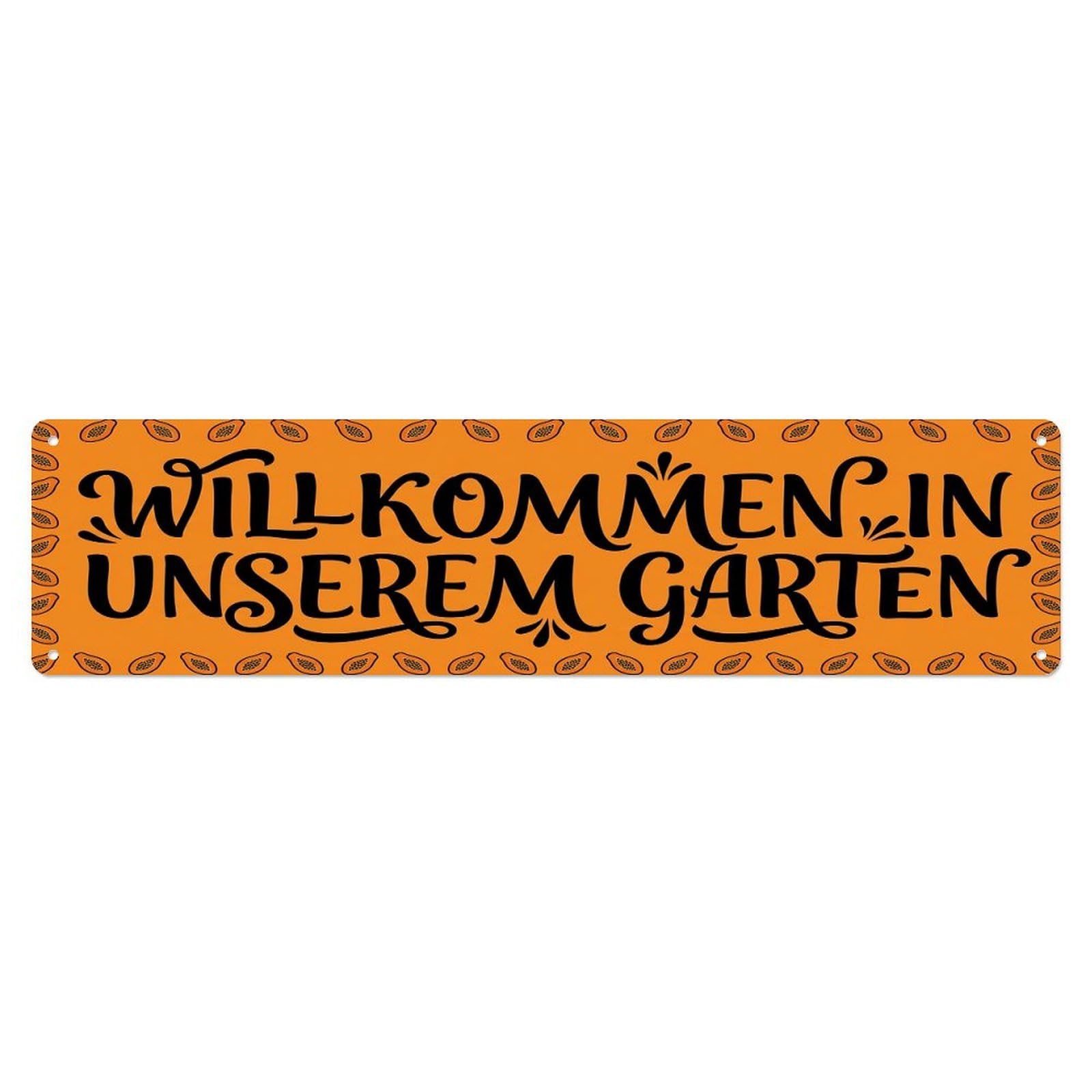 Vintage Welcome to Our Garden Papaya Orange Metal Tin Sign