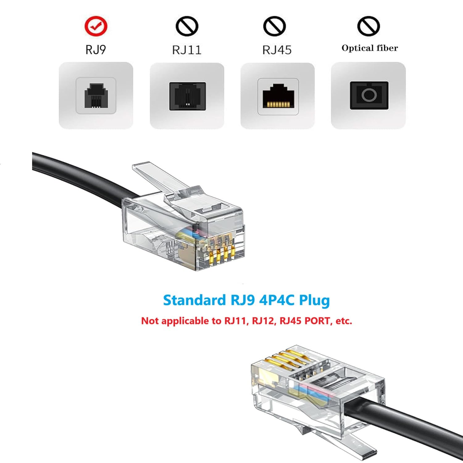 Cavo telefonico fisso 2,4 m non arrotolato / 1,4 m a spirale, confezione da 10, cavo standard RJ9 4P4C, nero, per lavorare in ufficio o a casa