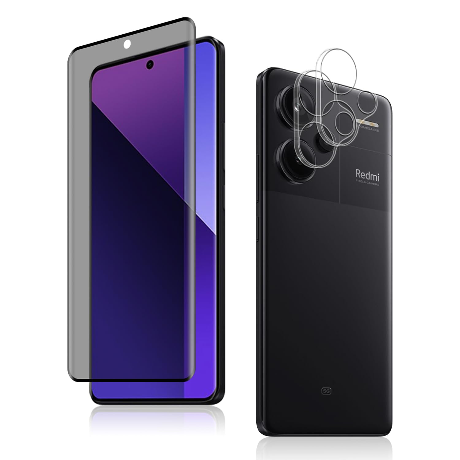 Hirshen Kit Privacy Per Redmi Note 13 Pro 5G – 2 Vetri Temperati Anti-Spy 9H + 2 Protezioni Fotocamera