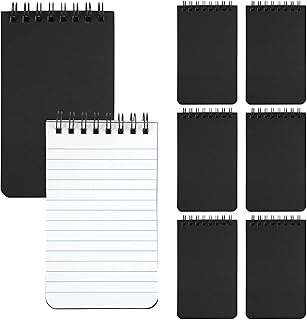 8 szt. małych notesów, mały notes spiralny A7 cm, kieszonkowy notatnik dla dzieci, czarne notesy nadające się dla uczniów, studentów, osób pracujących, do codziennych wpisów do dziennika i notatek ze
