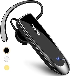 [2 Pack] Bluetooth Headset New Bee 24Hrs V5.0 Bluetooth Earpiece Wireless Handsfree Driving Headset with Noise Canceling Mic Headset Case for iPhone Samsung Android Phone Tablets Office Truck Driver