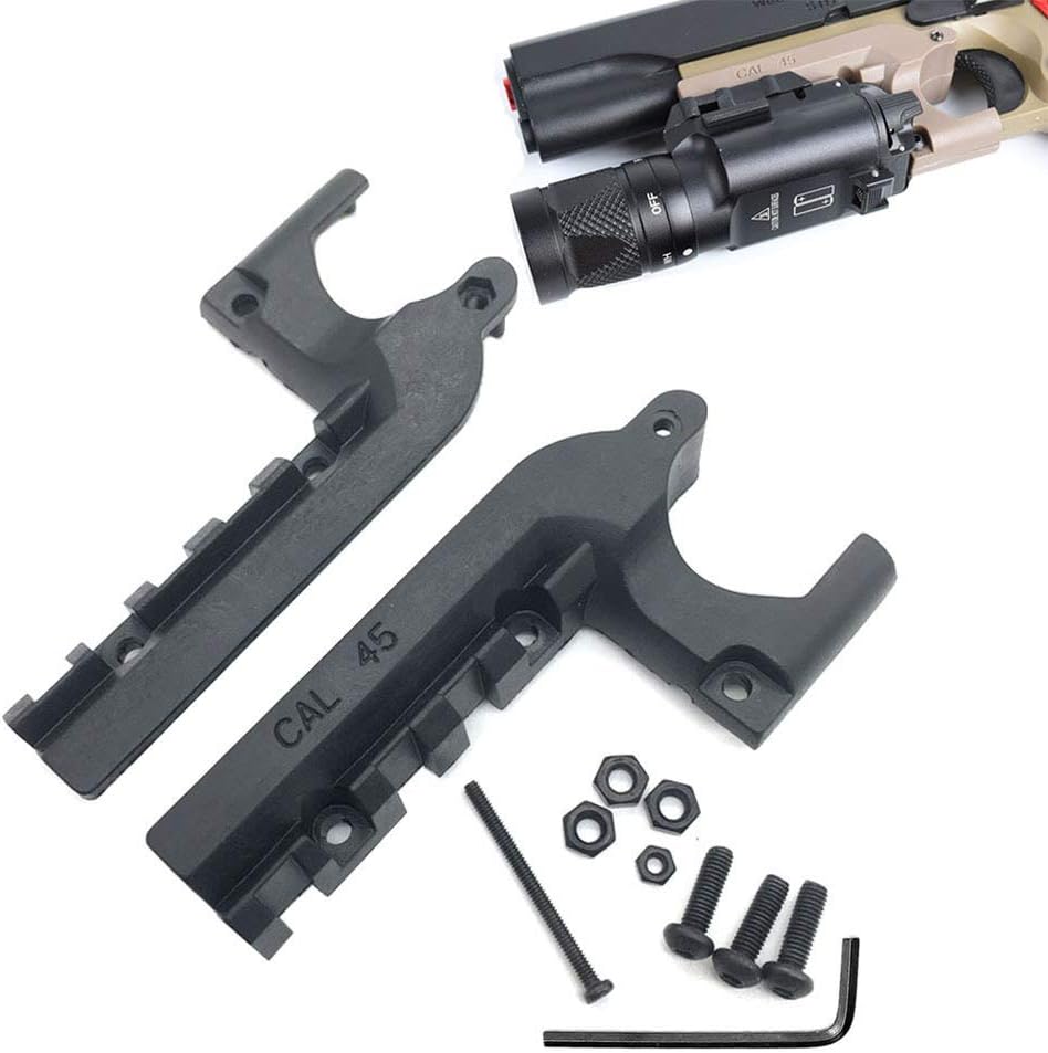 1911 Picatinny Rail Adapter Mount, 20mm Under Rail Laser Flashlight Mount for Colt 1911 and Clones，with Four Screws, Four Nuts, and a Hexagon Wrench