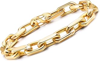 VNOX Link Chain Bracelets for Men - Cool Mens Bracelets Diamond-Cut Paperclip Solid Chain Bracelet Chunky Stainless Steel Jewelry Trendy Gifts