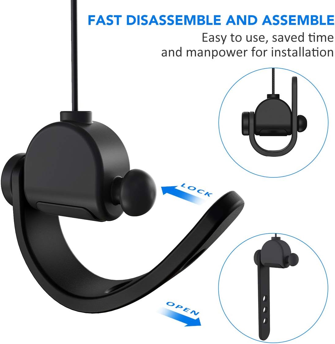 [Pro Version] KIWI design VR Cable Management, Retractable Ceiling Pulley System for/Meta Quest/Quest 2/Rift/Rift S/HTC Vive/Vive Pro/Valve Index Link Cable for VR Accessories (Black, 1 Pack)