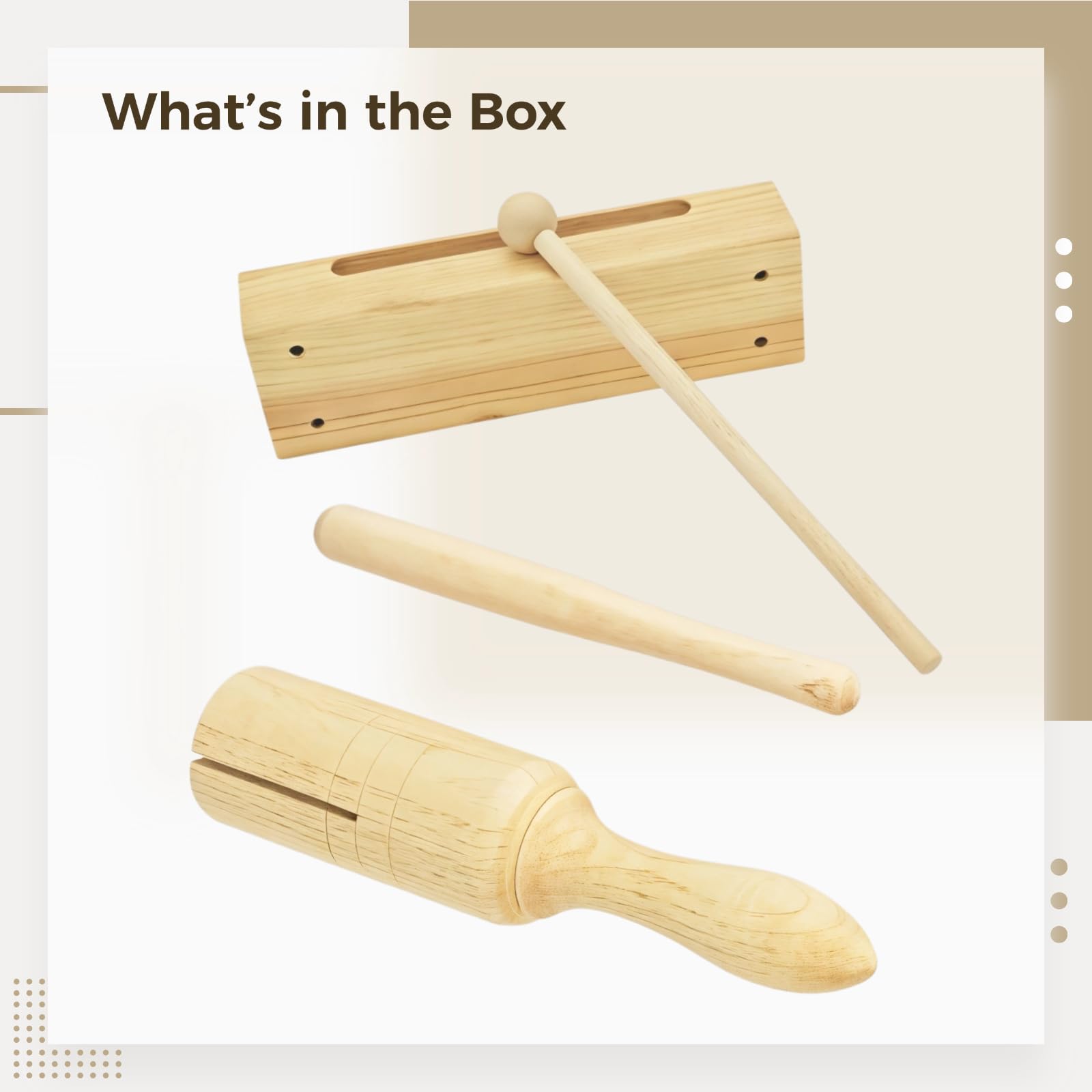 Chewtoyo Portable Orff Percussion Wood Block Instrument Set - 5 Sets of Wooden Blocks & Single Tone Blocks - Ideal for Music Education and Gifts - 7.9 X 1.6 X 1.6 Inches