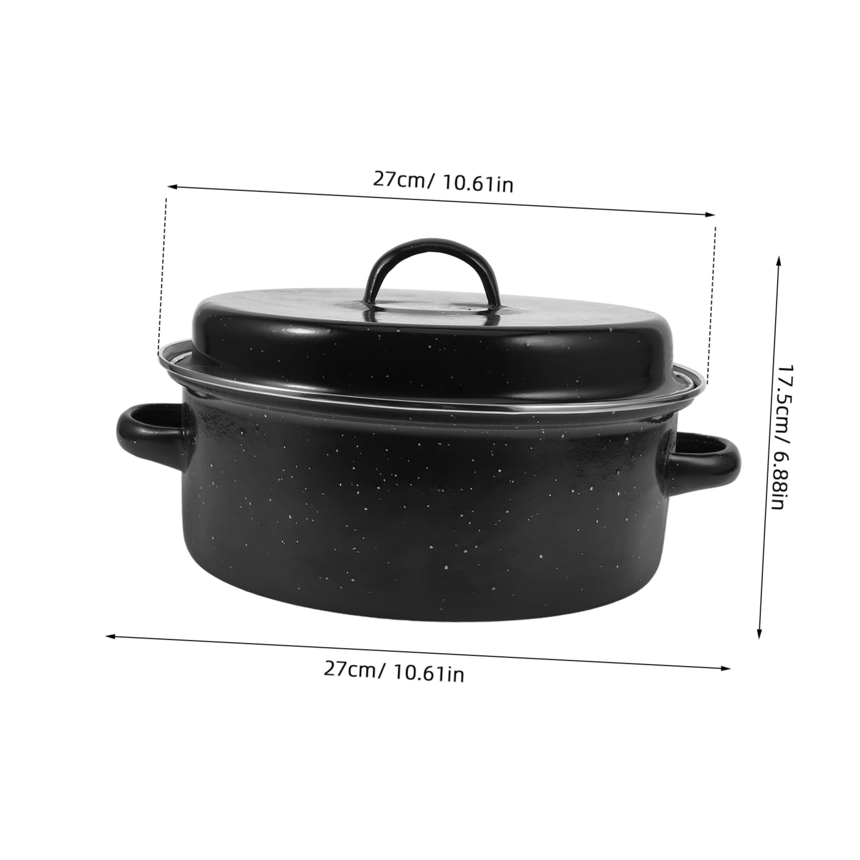 SUPVOX Enamel Roasting Pan with Lid Kitchen Cooking Pot for Sweet Potatoes Chicken Meats Ergonomic Double Handles for Safe Handling for Home Camping Restaurants