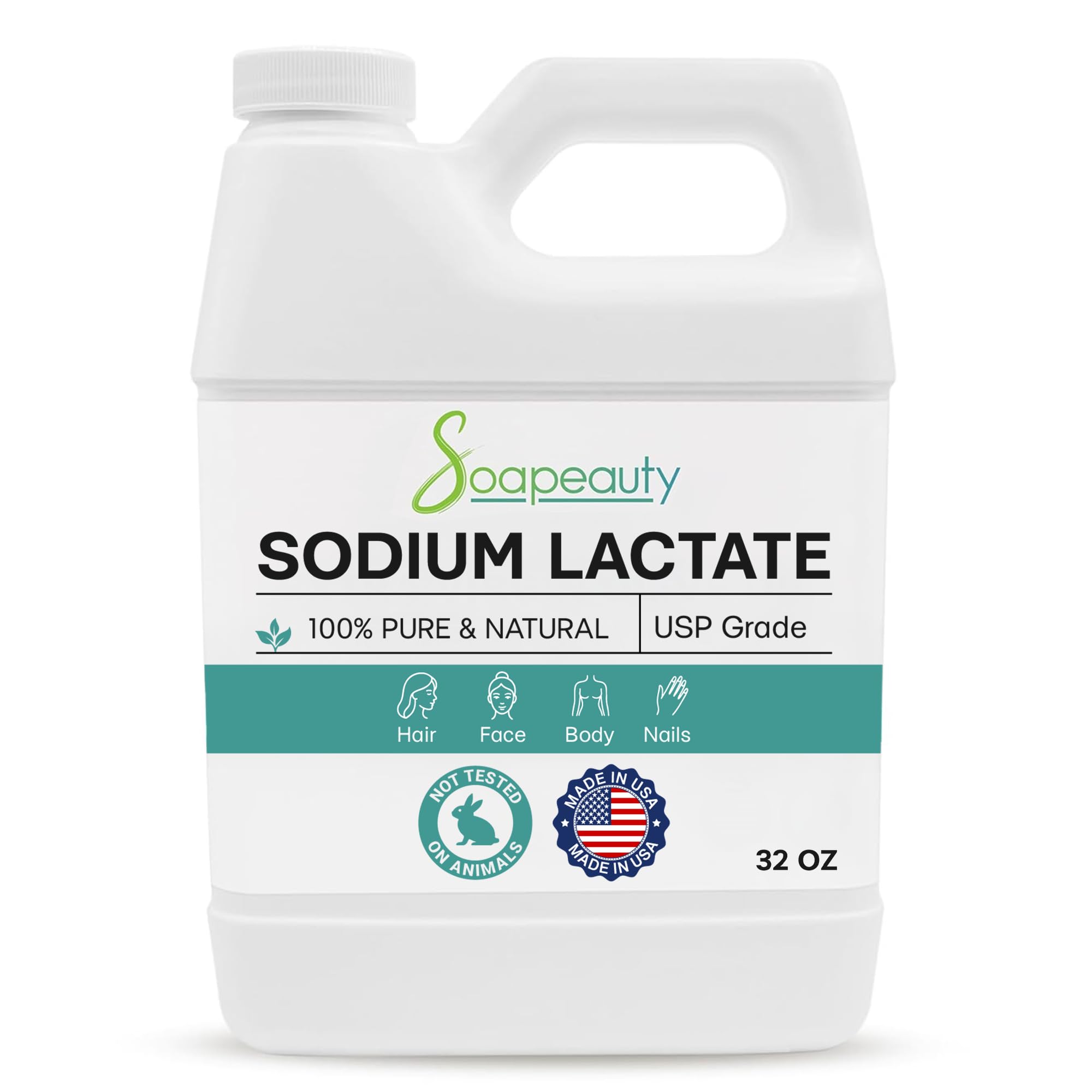 SODIUM LACTATE for Soap Making & Lotions | 60% USP Pure Natural Preservative | Harder Bar of Soap, Bigger Yield, Faster Cure Time, Provides Moisture | 32 oz