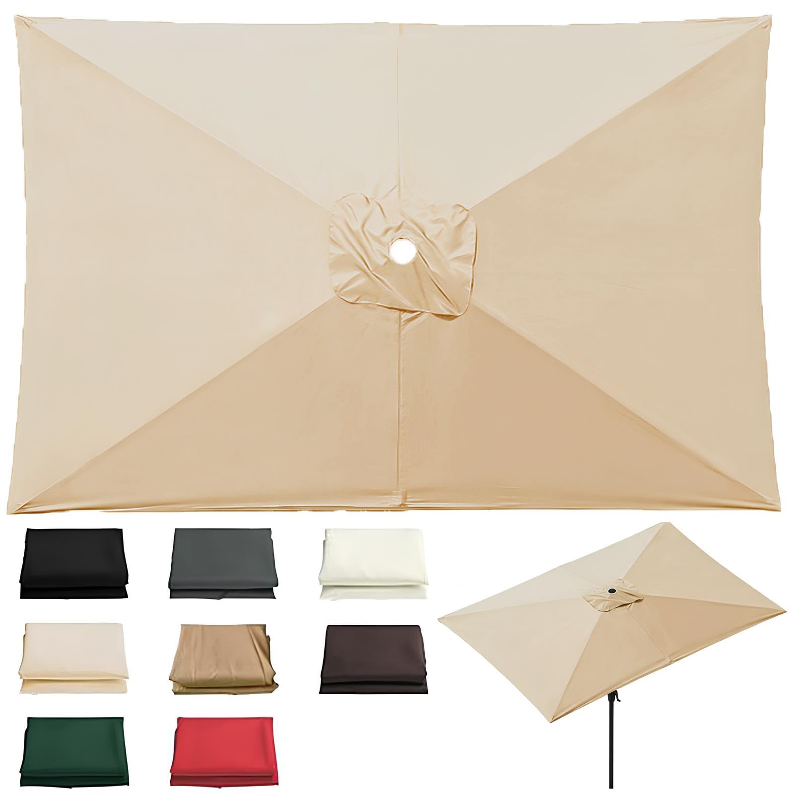 Terrazza Telo Ombrellone Ricambio 2.50x2.50m 3.0x3.0m Impermeabile Copertura Di Ricambio Per Ombrellone Da Giardino 6/8 Stecche(Beige,2.50mx2.50m)