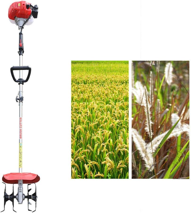 Mini Tiller Cultivator, 42.7CC 2-Stroke Single-Cylinder Gasoline Engine Rototiller Gas Powered Rototillers Tool for Garden, Lawn, Yard, Soil Cultivation