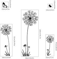 Vista 5 de Calcomanías de pared de diente de león, 2 juegos de calcomanías de flores, murales, mariposas, despegar y pegar, decoración de habitación