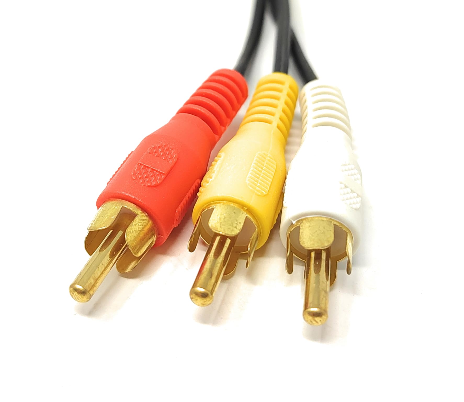 1m Triple 3 x RCA Male to 3 x RCA Male 24K Gold Plated Composite AV Audio Video Cable Compatible with Set-Top Box, Speaker - Image 4