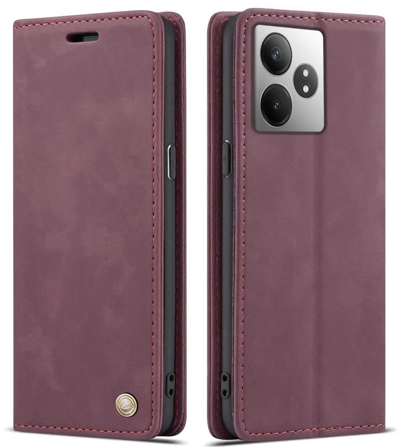 ClickCase for Realme Gt 6t 5g Sheepskin Series Faux Soft Leather Wallet Flip Case Kick Stand with Magnetic Closure Lightweight Slim Flip Cover for Realme Gt 6t 5g (Mauve Red) (B0D87GL7WC) Amazon Price History, Amazon Price Tracker