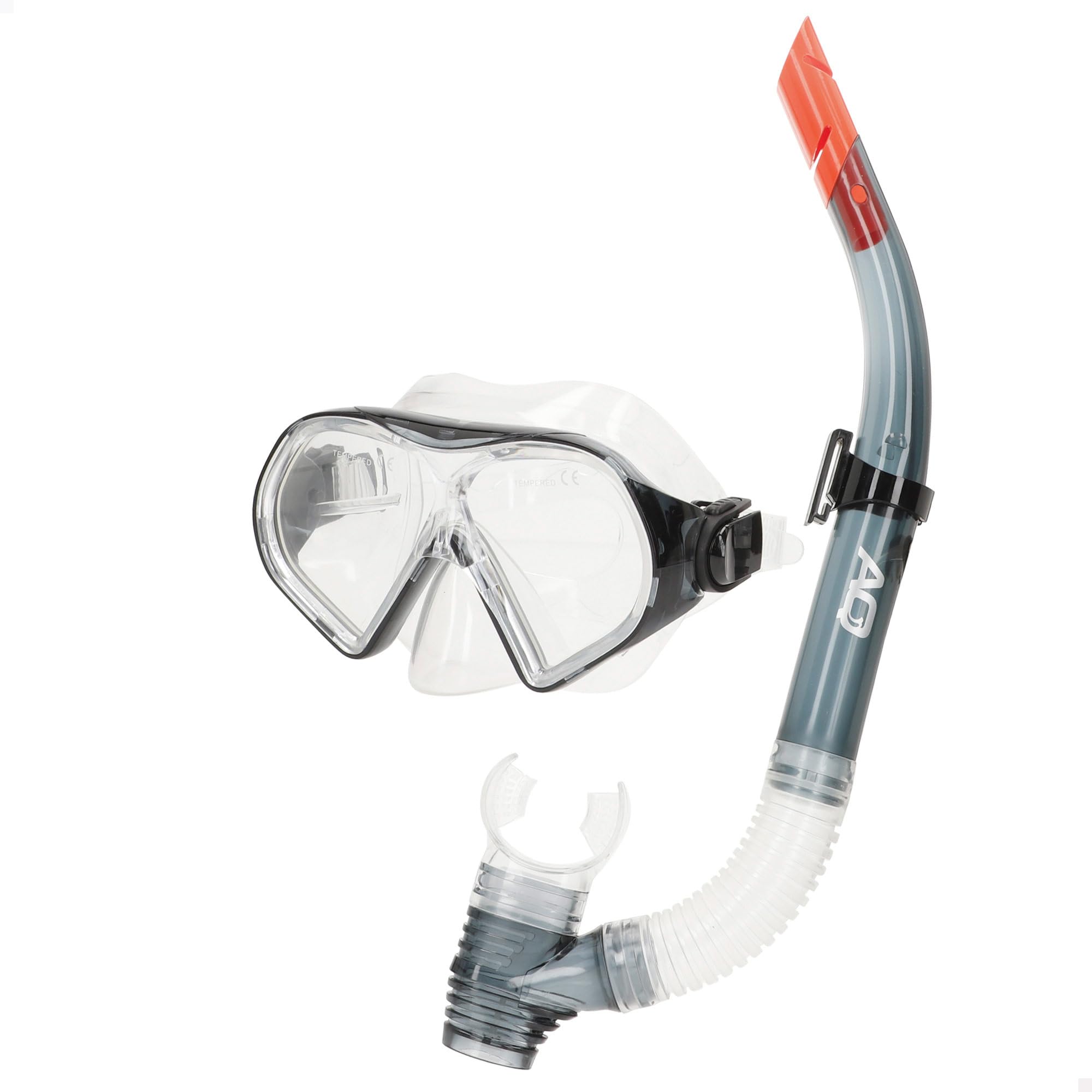AKTIVE Aqua Sport Gafas de Buceo con Tubo Flexible Adultos, Sello Silicona, Látex Free, Lentes de Cristal Templado, Fácil Ajuste, Ángulo de visión 150º, Hipoalergénico, +​12 años (54249)