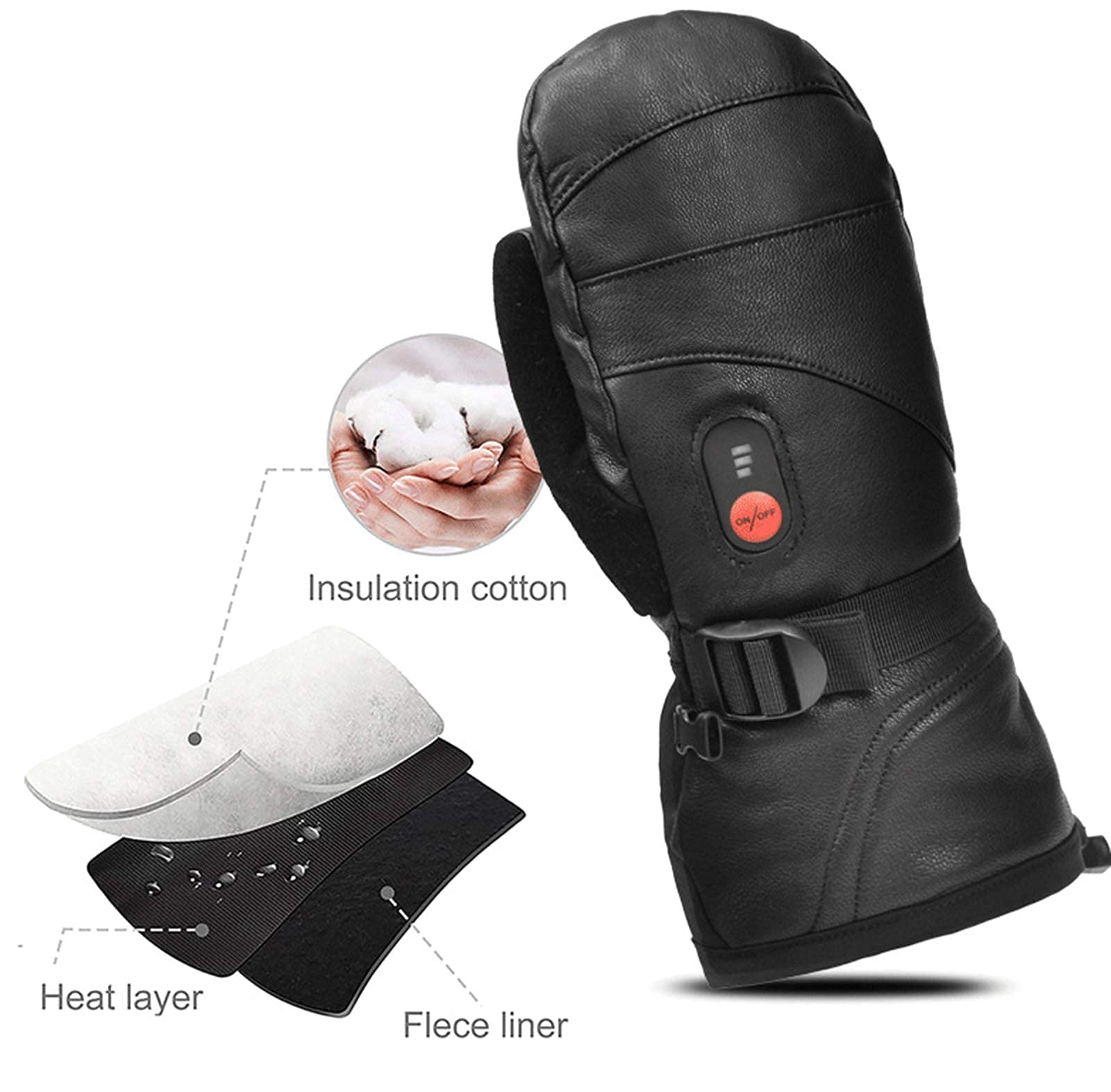 SBTXHJWCGLD Guantes térmicos eléctricos, Guantes térmicos de batería Recargable 7.4V 2200MAH Guantes cálidos de Invierno a batería Mitones Impermeables para Esquiar Montar Caza Pesca