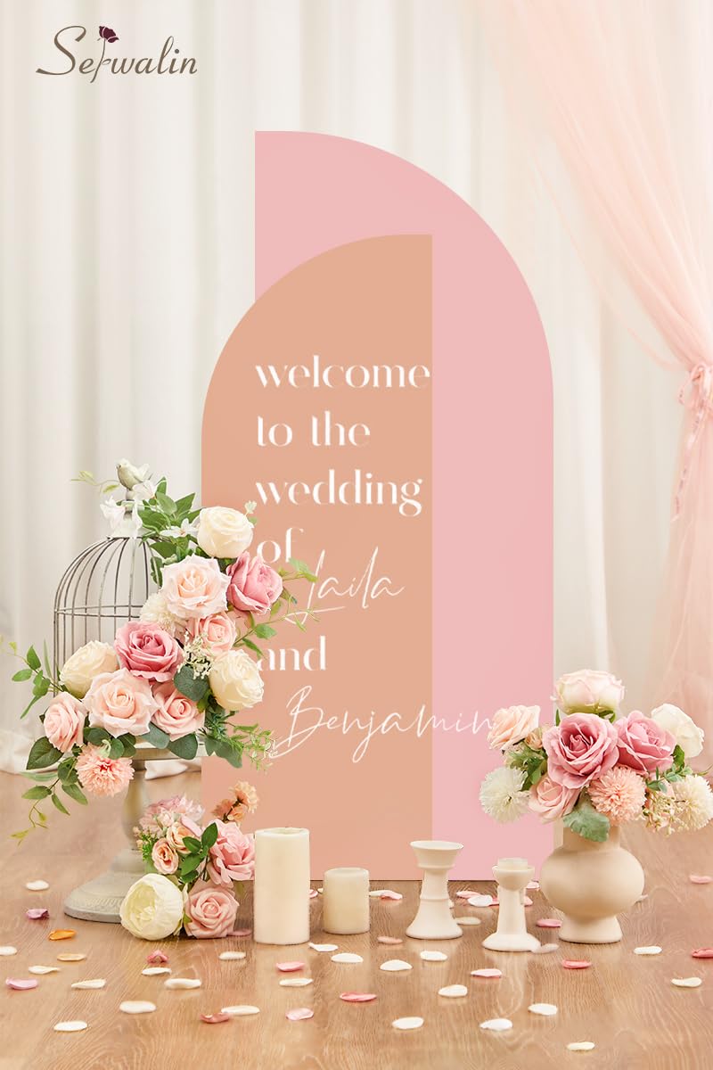 Serwalin Artificial Flowers Fake Flowers for DIY Wedding Bouquets Cake Decoration Mixed Roses Combo Blush Pink and White Flower Centerpieces Arrangements for Party Table Chair Decor - Image 4
