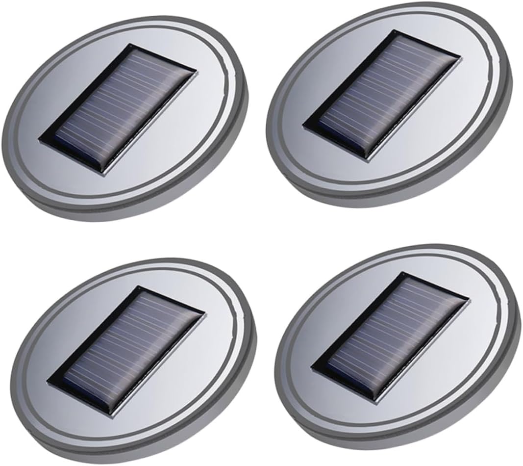 4pcs Led Car Cup Holder Coasters Solar-Powered Light Pad Auto Interior Decor Anti-Slip Coaster Vibration Sensor Auto-on