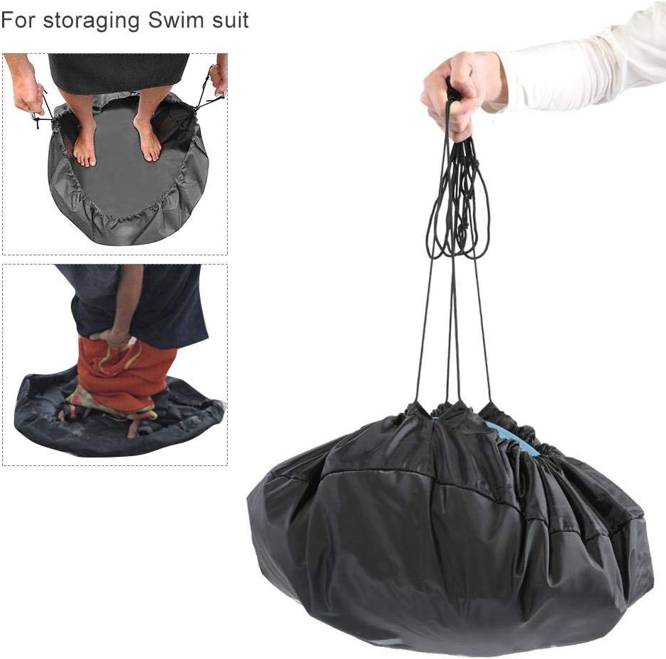 Alomejor Wetsuit Bag Portable Surf Beach Changing Mat Swim Suit Bag for Outdoor Watersports Swimming, Black - Image 4