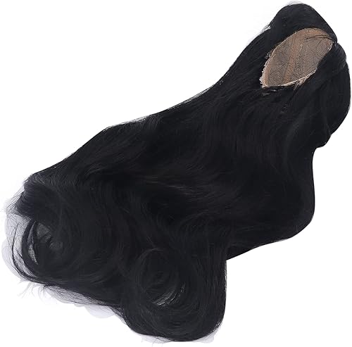 Miniatura 6 de TOPINCN Muñeca larga peluca regalo Es053 cubierta de cabeza suave rizado 3 centavos pelo largo muñeca peluca peluca rizada muñeca fabricación (negro)