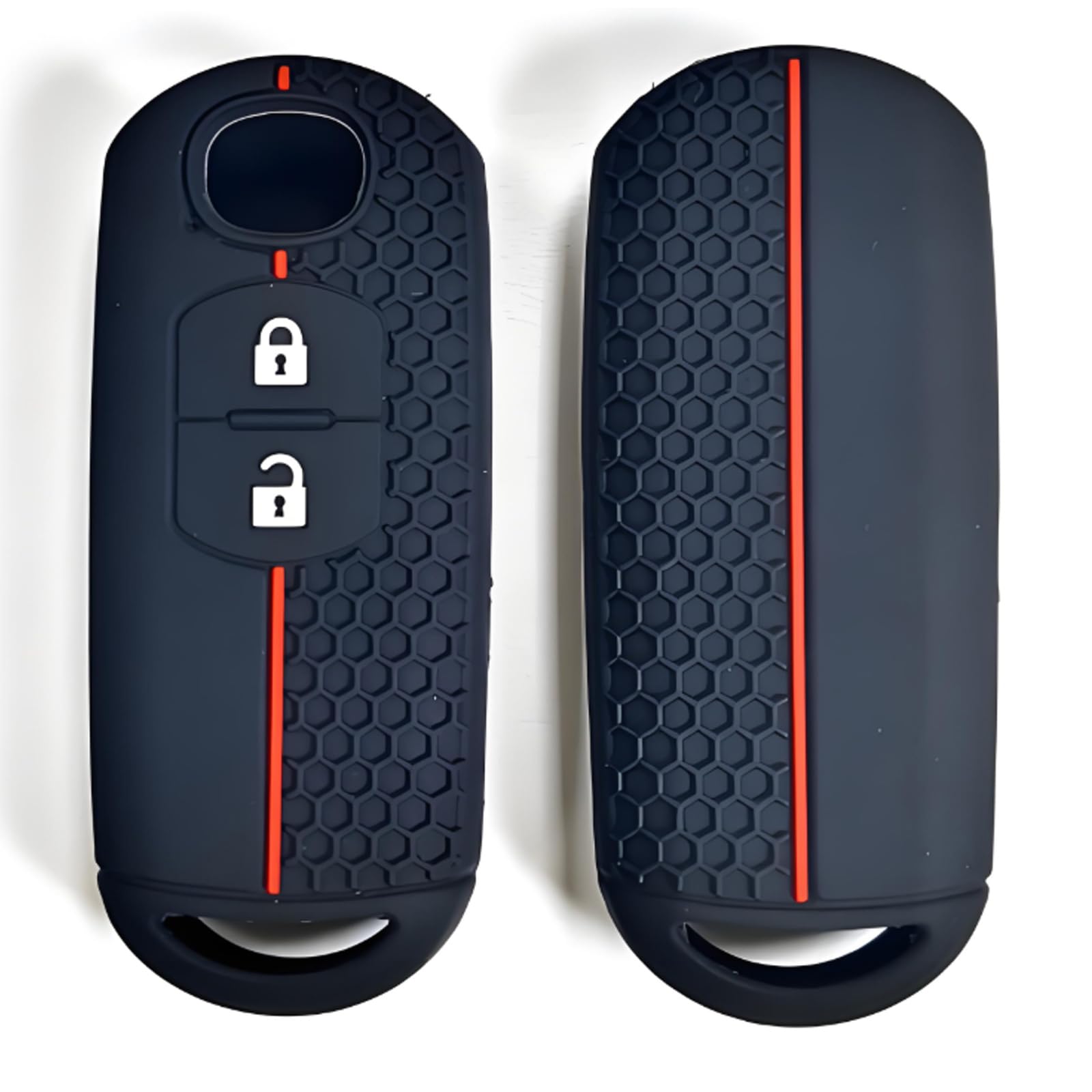 Alriedy Mazda Schlüsselhülle,mit Mazda 3, CX-5, CX30, 2, 6, Axela, Atenza, CX-3,CX-7,CX8,CX9,CX5,Fußball-Textur Silikon Schlüsselhülle Silikon 2-Tasten-Schlüsselloses-Entry-Autoschlüsselanhänger