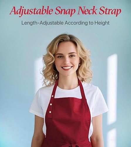 Miniatura 3 de Delantal de trabajo de cocina, resistente al agua, ajustable, grande, unisex, con 3 bolsillos, versátil para mujeres y hombres