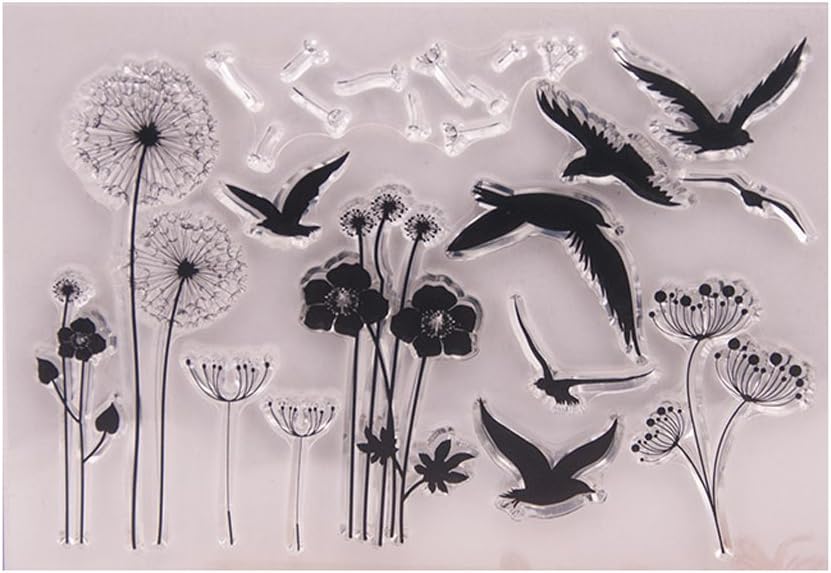 Padory Clear Stamp-Dandelion Clear Silicone Seal Stamps for DIY Album Scrapbooking Photo Card Aircraft Decor-for Home Decoration-for Gift Decoration