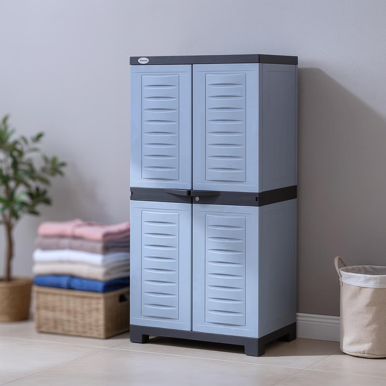 Supreme Furniture Fusion 02 Waterproof with 2 Doors & Adjustable 3 Shelves Cupboard/Almirah/Cabinet Living Room and Kids(Medium Size, Charcoal/Sky Grey)(Assembly:- DIY)-image-43