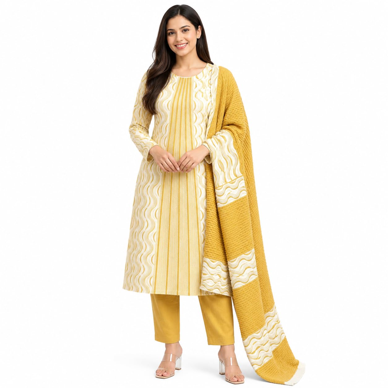 Winter Wear Suit with Shawl for Women | Daily wear Suits for Winter | Free Size | 3 pc Set-image-42